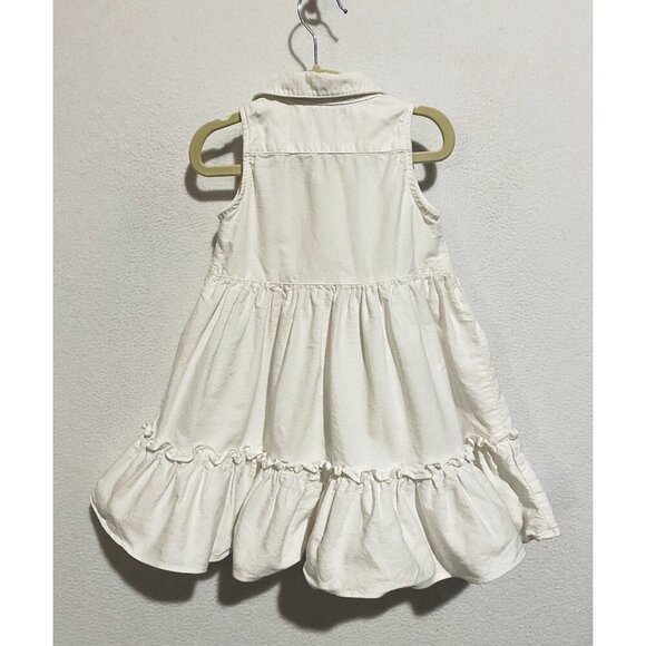 Ralph Lauren Shirt Dress Girls 2T White Ruffle Hem Sleeveless Cotton Preppy - Picture 3 of 5